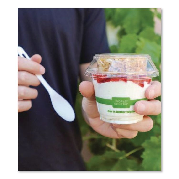 PLA Clear Cold Cup Lids, Dome Lid, Fits 9 oz to 24 oz Parfait Cups, Plastic, Clear, 1,000/Carton