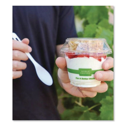 PLA Clear Cold Cup Lids, Dome Lid, Fits 9 oz to 24 oz Parfait Cups, Plastic, Clear, 1,000/Carton