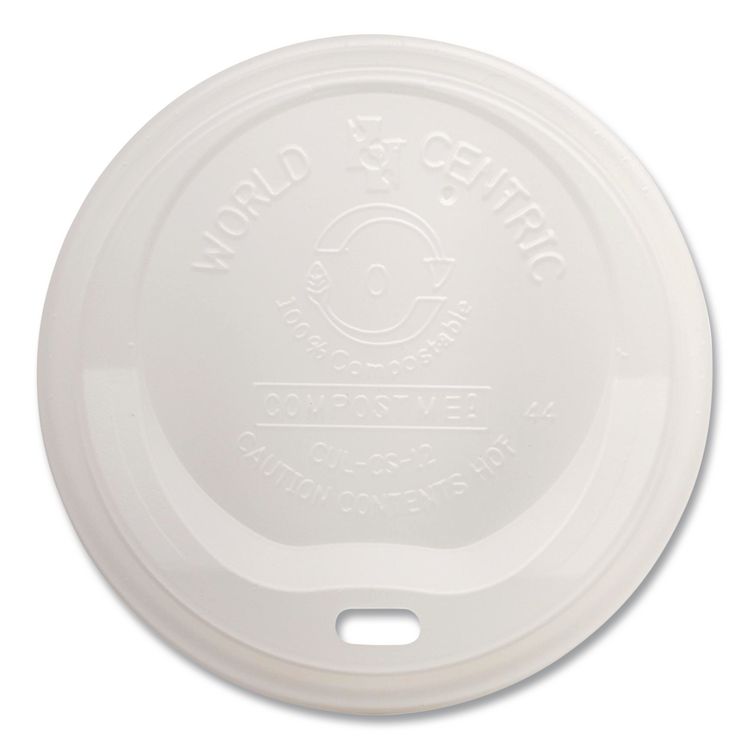 PLA Lids for Hot Cups, Fits 10 oz to 20 oz Hot Cups, Plastic, White, 1,000/Carton