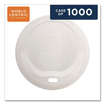 PLA Lids for Hot Cups, Fits 10 oz to 20 oz Hot Cups, Plastic, White, 1,000/Carton