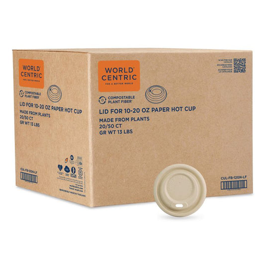 Fiber Lids for Cups, Fits 10 to 20 oz Hot Cups, Natural, 1,000/Carton
