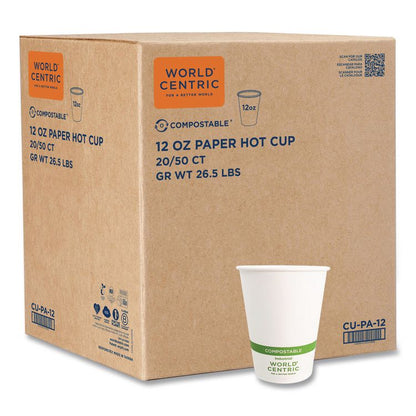 Paper Hot Cups, 12 oz, White, 1,000/Carton