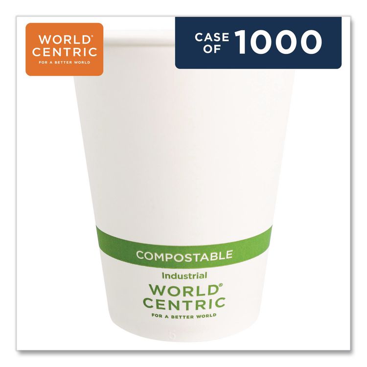 Paper Hot Cups, 12 oz, White, 1,000/Carton