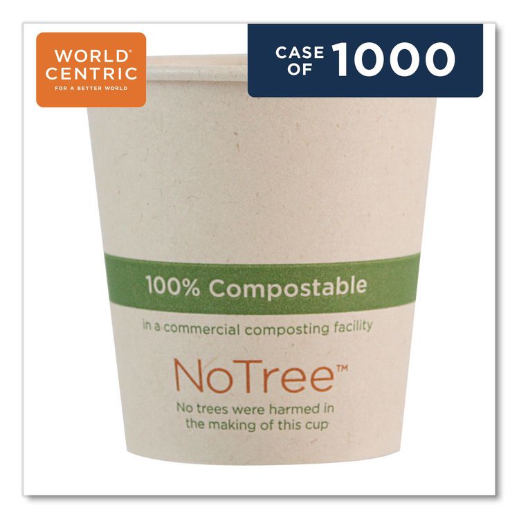 NoTree Paper Hot Cups, 4 oz, Natural, 1,000/Carton
