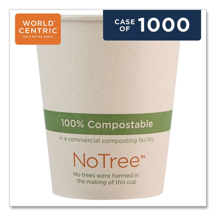 NoTree Paper Hot Cups, 6 oz, Natural, 1,000/Carton