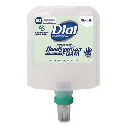 Antibacterial Foaming Hand Sanitizer Refill for Dial 1700 V Dispenser, 1.2 L, Fragrance Free, 3/Carton