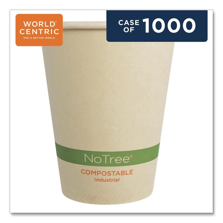 NoTree Paper Hot Cups, 8 oz, Natural, 1,000/Carton