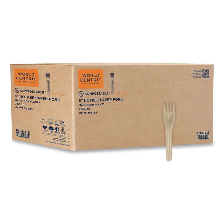 NoTree Cutlery, Light Mediumweight, Fork, Paper, Natural, 1,000/Carton