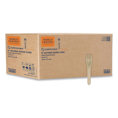 NoTree Cutlery, Light Mediumweight, Fork, Paper, Natural, 1,000/Carton
