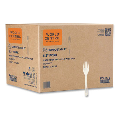 TPLA Bulk Cutlery, Fork, Plastic, Light Beige, 1,000/Carton