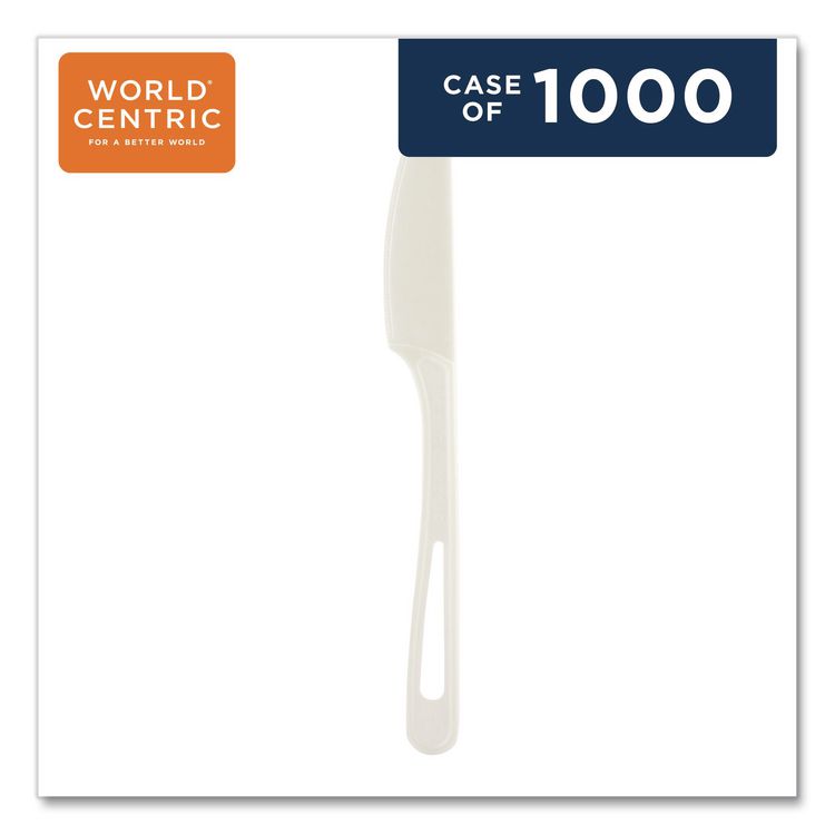TPLA Bulk Cutlery, Knife, Plastic, Light Beige, 1,000/Carton