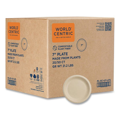 Fiber Plates, Paper, 7" dia, Natural, 1,000/Carton