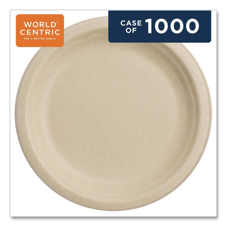 Fiber Plates, Paper, 7" dia, Natural, 1,000/Carton