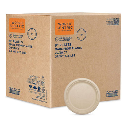 Fiber Plates, Paper, 9.1" dia, Natural, 1,000/Carton