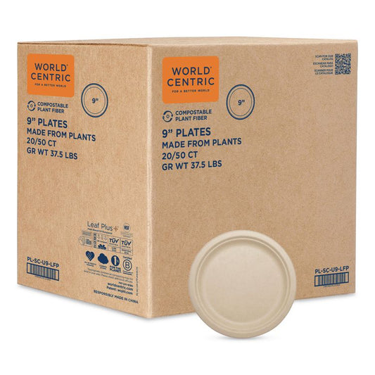 Fiber Plates, Paper, 9.1" dia, Natural, 1,000/Carton