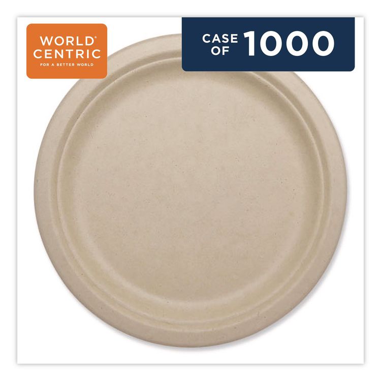 Fiber Plates, Paper, 9.1" dia, Natural, 1,000/Carton
