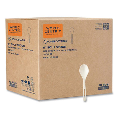 TPLA Bulk Cutlery, Soup Spoon, Plastic, Light Beige, 1,000/Carton