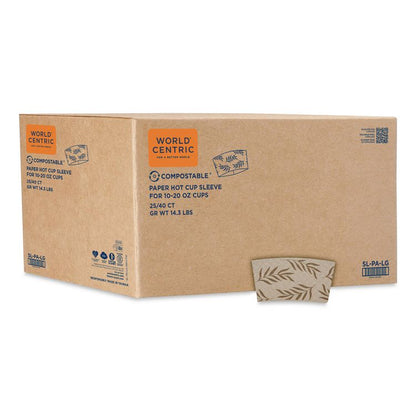 Hot Cup Sleeves, Fits 10, 12, 16, 20 oz Cups, Natural, 1,000/Carton