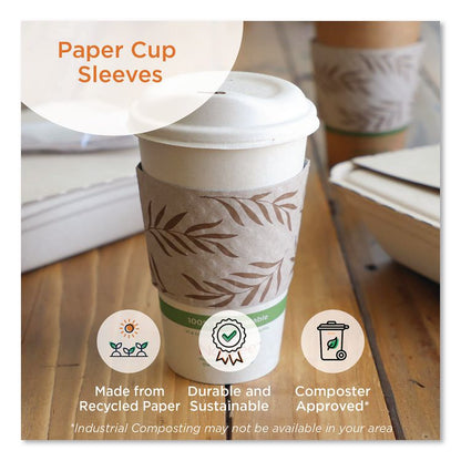 Hot Cup Sleeves, Fits 10, 12, 16, 20 oz Cups, Natural, 1,000/Carton