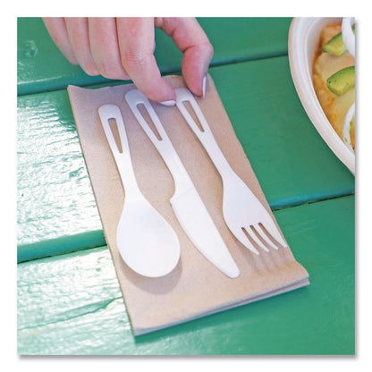TPLA Cutlery, Medium Heavyweight, Fork/Knife/Spoon, Plastic, Light Beige, 24/Pack