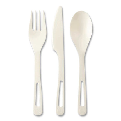 TPLA Cutlery, Medium Heavyweight, Fork/Knife/Spoon, Plastic, Light Beige, 24/Pack