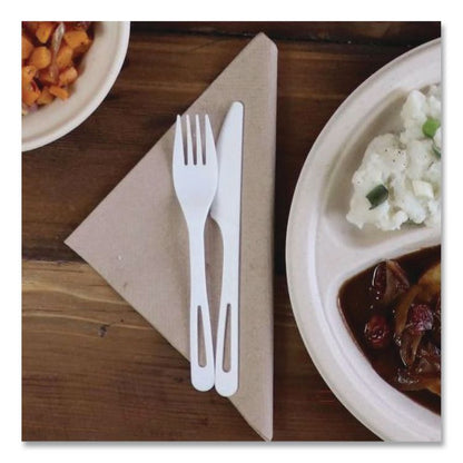 TPLA Cutlery, Medium Heavyweight, Fork, Plastic, Light Beige, 24/Pack
