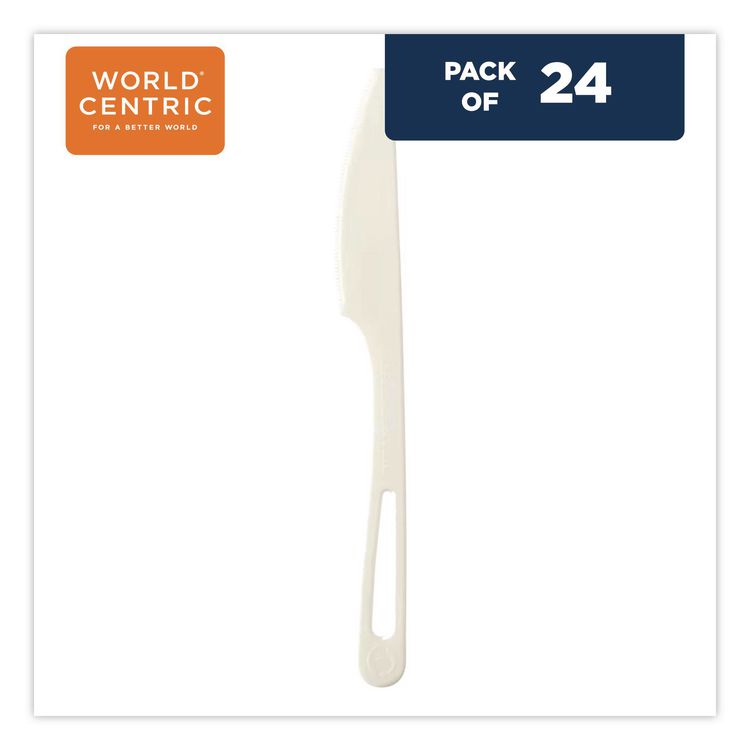 TPLA Cutlery, Medium Heavyweight, Knife, Plastic, Light Beige, 24/Pack