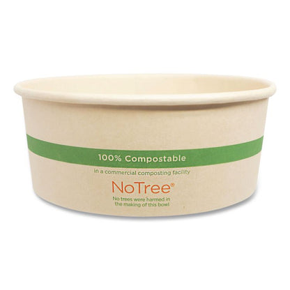 No Tree Wide Paper Bowls, 24 oz, 5.9" Diameter x 2.4" h, Natural, Sugarcane, 300/Carton