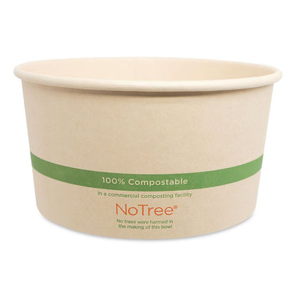 No Tree Wide Paper Bowls, 32 oz, 5.9" Diameter x 3.1" h, Natural, Sugarcane, 300/Carton