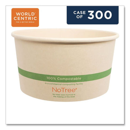 No Tree Wide Paper Bowls, 32 oz, 5.9" Diameter x 3.1" h, Natural, Sugarcane, 300/Carton