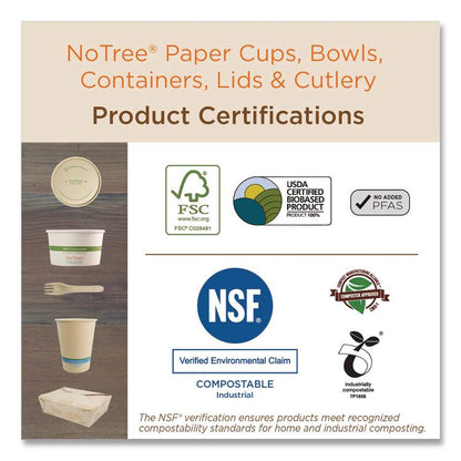 No Tree Wide Paper Bowls, 32 oz, 5.9" Diameter x 3.1" h, Natural, Sugarcane, 300/Carton