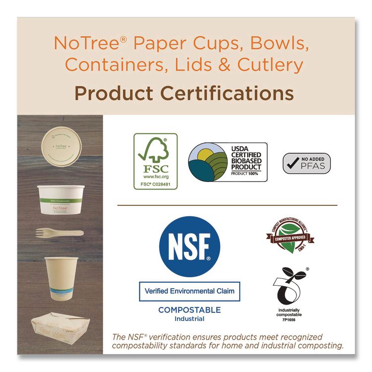 No Tree Rectangular Containers, 24 oz, 4.7 x 6.8 x 2.3, Natural, Sugarcane, 300/Carton