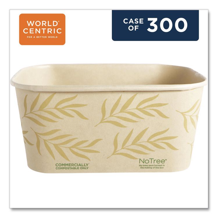 No Tree Rectangular Containers, 32 oz, 4.7 x 6.8 x 3, Natural, Sugarcane, 300/Carton