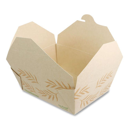 No Tree Folded Takeout Containers, 46 oz, 5.5 x 6.9 x 2.5, Natural, Sugarcane, 300/Carton