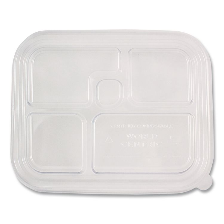 PLA Lids for Fiber Bento Box Containers, 12.1 x 9.8 x 0.8, Clear, Plastic, 300/Carton
