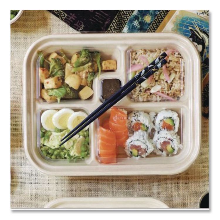 PLA Lids for Fiber Bento Box Containers, 12.1 x 9.8 x 0.8, Clear, Plastic, 300/Carton