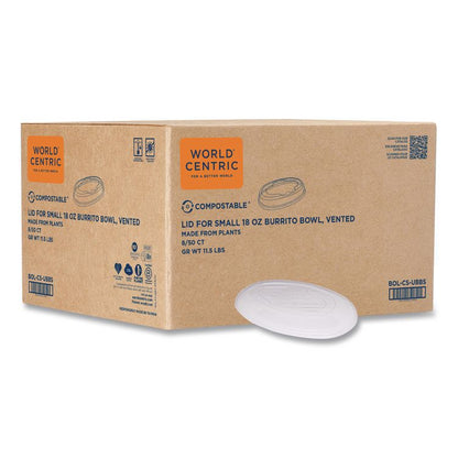 PLA Lids for Fiber Burrito Bowls, 8" Diameter, Clear, Plastic, 400/Carton