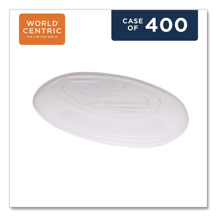 PLA Lids for Fiber Burrito Bowls, 8" Diameter, Clear, Plastic, 400/Carton