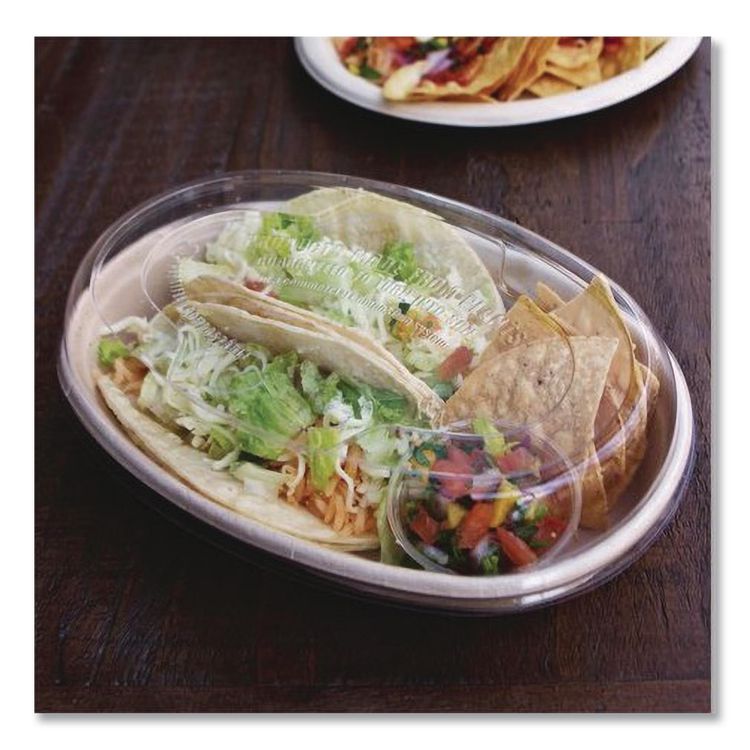 PLA Lids for Fiber Burrito Bowls, 8" Diameter, Clear, Plastic, 400/Carton