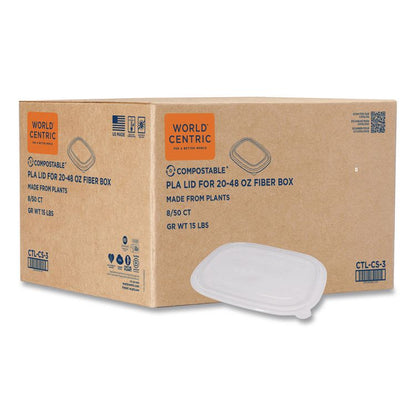 PLA Lids for Fiber Containers, 8.8 x 6.9 x 0.8, Clear, Plastic, 400/Carton