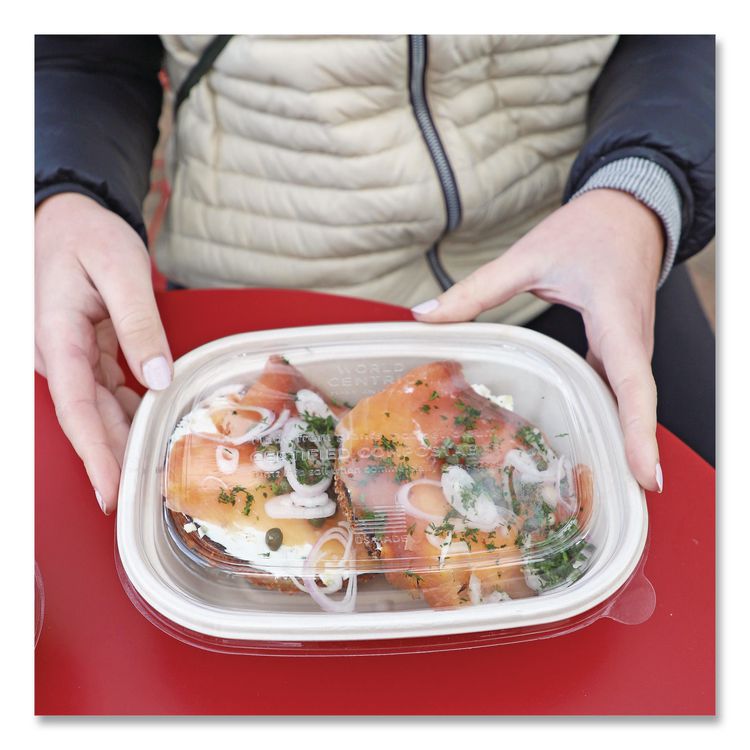 PLA Lids for Fiber Containers, 8.8 x 6.9 x 0.8, Clear, Plastic, 400/Carton