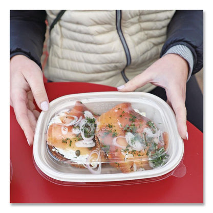 PLA Lids for Fiber Containers, 8.8 x 6.9 x 0.8, Clear, Plastic, 400/Carton