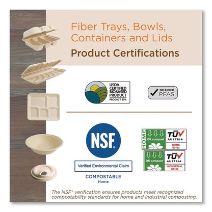 Laminated Fiber Containers, 20 oz, 6.7 x 8.7 x 1.7, Natural, Sugarcane Fiber, 400/Carton