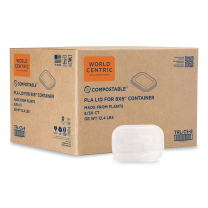 PLA Lids for Fiber Containers, 6.3 x 8.2 x 0.5, Clear, Plastic, 400/Carton