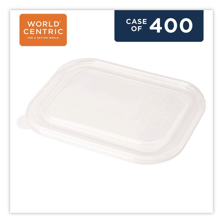 PLA Lids for Fiber Containers, 6.3 x 8.2 x 0.5, Clear, Plastic, 400/Carton