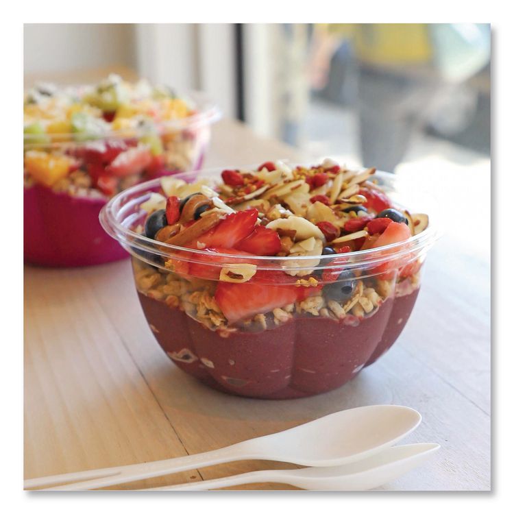 PLA Salad Bowls, 16 oz, 5.4" dia x 2.7"h, Clear, Plastic, 450/Carton