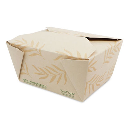 No Tree Folded Takeout Containers, 26 oz, 4.2 x 5.2 x 2.5, Natural, Sugarcane, 450/Carton