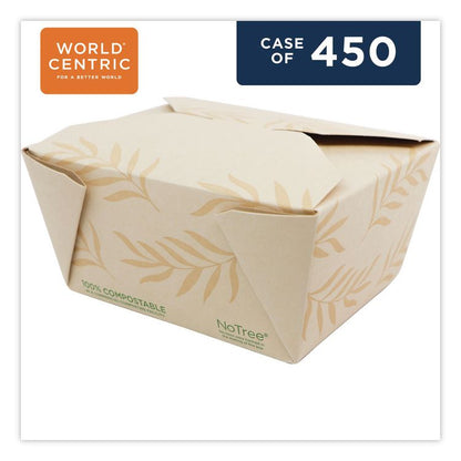 No Tree Folded Takeout Containers, 26 oz, 4.2 x 5.2 x 2.5, Natural, Sugarcane, 450/Carton