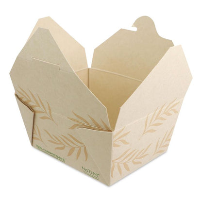 No Tree Folded Takeout Containers, 26 oz, 4.2 x 5.2 x 2.5, Natural, Sugarcane, 450/Carton