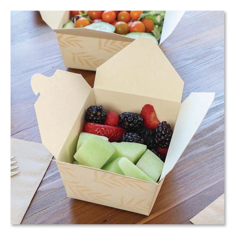No Tree Folded Takeout Containers, 26 oz, 4.2 x 5.2 x 2.5, Natural, Sugarcane, 450/Carton
